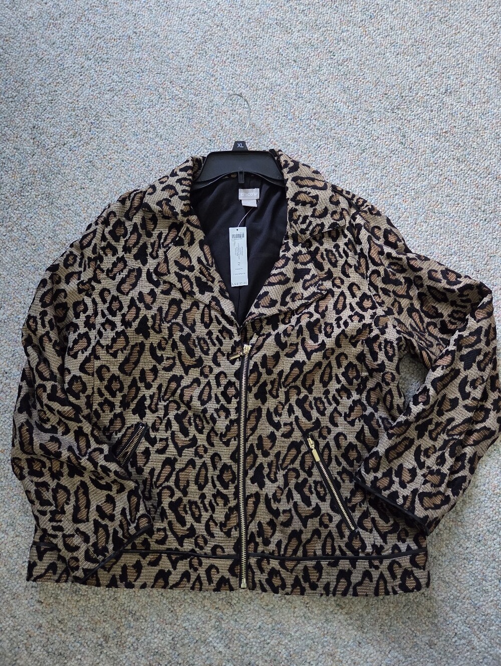 Leopard Print Jacket NWT Chicos Size 2